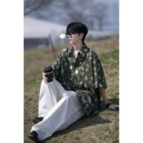 相机片夏季抖音直播港风大码外景短袖衬衫花衬衣C608P40控58，男装T恤，电商A029