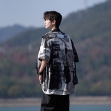 南亚二开港风大码渐变冰丝复古短袖花衬衫花衬衣男C637P40控58，商品下架区，电商A029