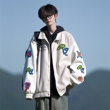 相机片新款大码宽松翻领贴标棒球服夹克外套港风男J835P98控138，男装夹克，电商A029