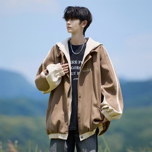 原创抖音港风相机片大码连帽假两件夹克外套男 J875 P88 控138，男装夹克，电商A029