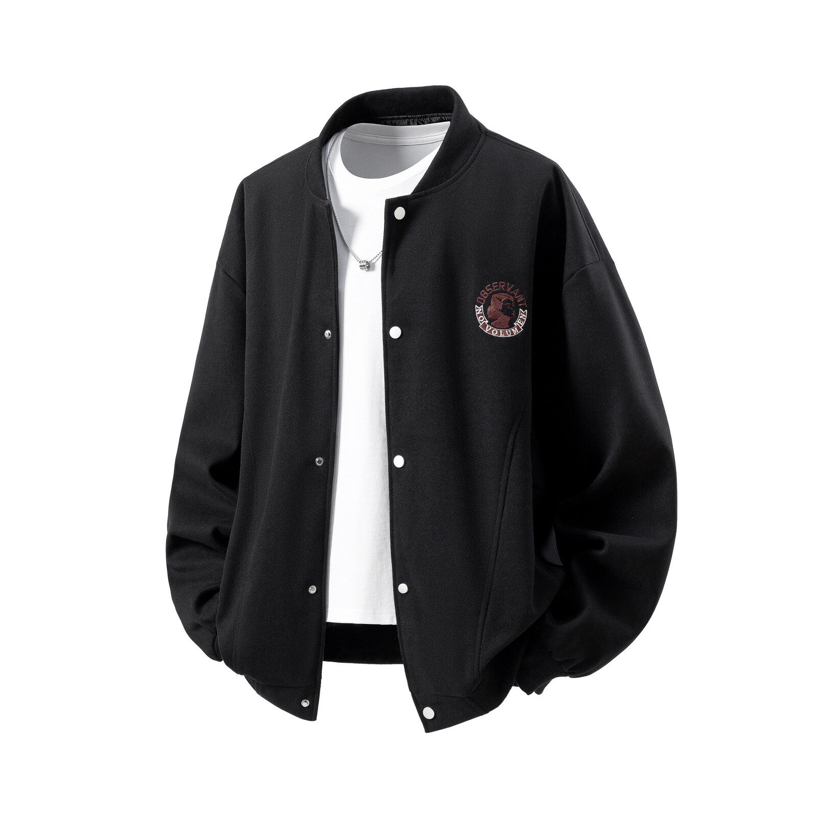 秋冬原创抖音白底立体图大码绣花夹克外套棒球服男J870P78控128，男装夹克，电商A029