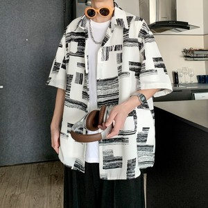 夏季新款港風(fēng)大碼外景短袖襯衫花襯衣條紋襯衫 C609 P40 控58圖片