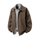 二开秋冬白底立体图大码假两件衬衫领夹克外套男J862P78控128，男装夹克，电商A029