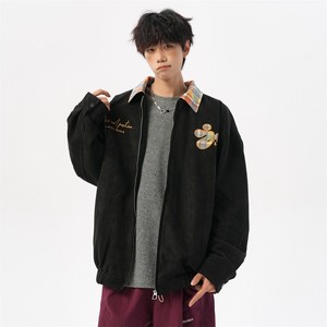 原创抖音无影墙港风大码绣花撞色夹克外套棒球服男 J871 P80控128，男装夹克，电商A029