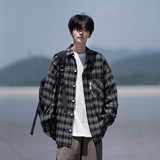 相机片港风大码格子长袖衬衫衬衣男C619P58控78成分棉100，男装衬衫，电商A029