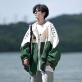 相机片秋冬撞色绣花大码港风拼接卫衣时尚外套男V906P68控88，男装卫衣，电商A029