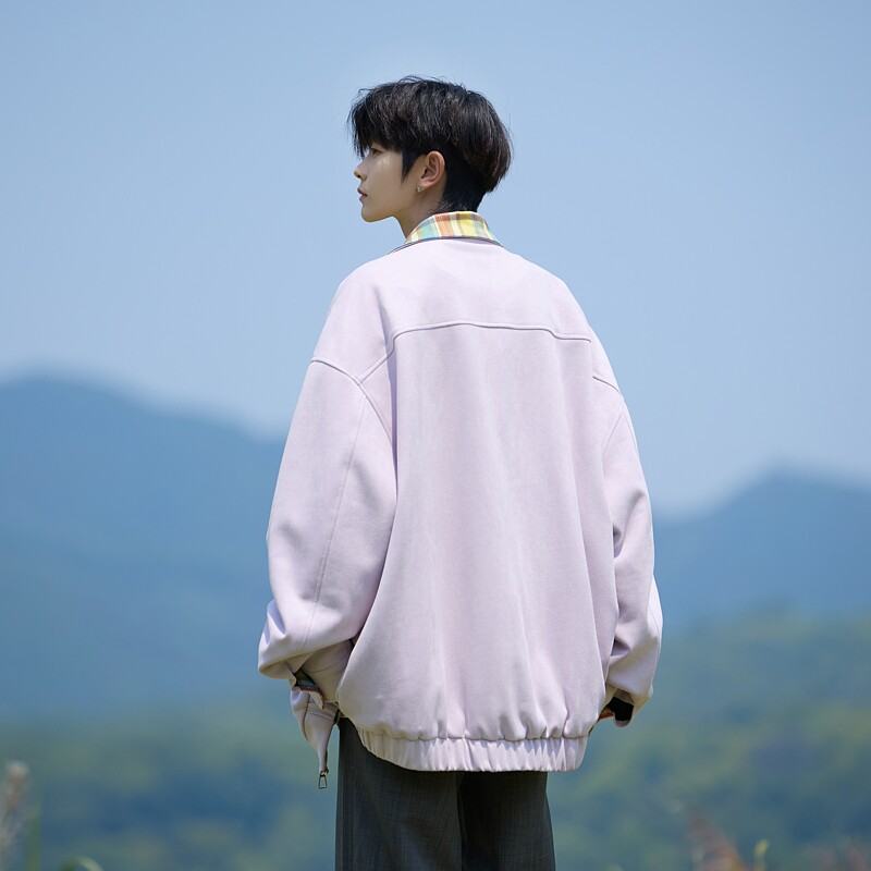 原创抖音相机片港风大码绣花撞色夹克外套棒球服男J871P80控128,男装夹克,电商A029