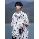 相机片夏季抖音直播港风大码外景短袖衬衫花衬衣C608P40控58，男装T恤，电商A029
