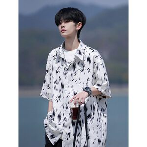 相机片夏季抖音直播港风大码外景短袖衬衫花衬衣 C608 P40 控58图片
