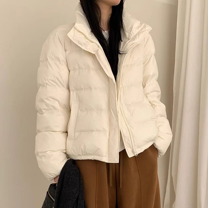 冬季舒适简约立领短款羽绒服