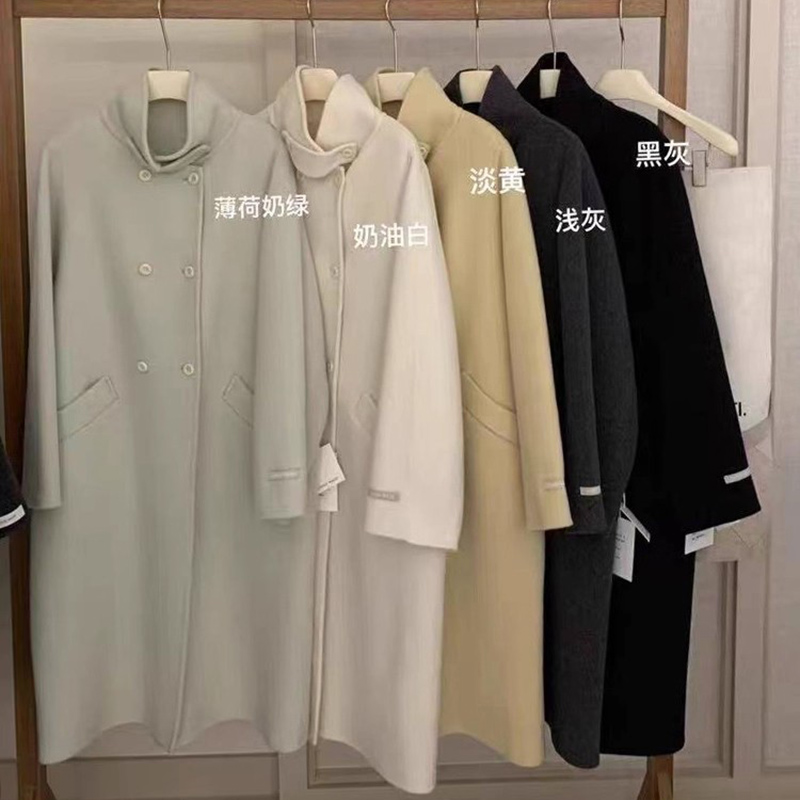 CHITI双排扣中长款双面羊绒大衣