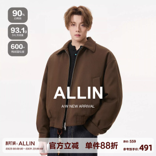 短款 cleanfit双拉链翻领夹克羽绒服男冬季 廓形情侣外套 美式 ALLIN