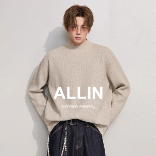 保暖衣中领内搭慵懒风情侣针织打底衫 ALLIN 半高领毛衣男生秋冬季