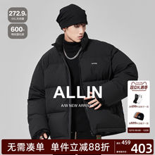 ALLIN 美式复古短款羽绒服男款冬季潮牌防寒保暖情侣款面包服外套