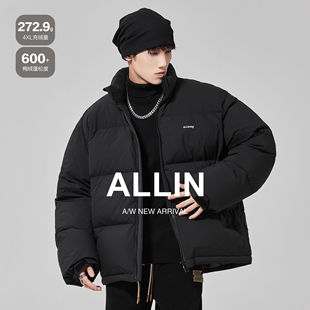 美式 潮牌防寒保暖情侣款 复古短款 冬季 面包服外套 羽绒服男款 ALLIN