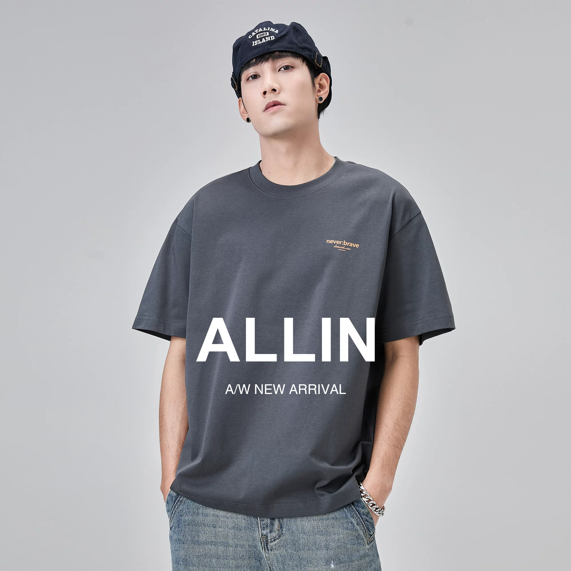 ALLIN 夏季凉感短袖T恤男情侣休闲吸汗速干透气圆领半袖防晒上衣