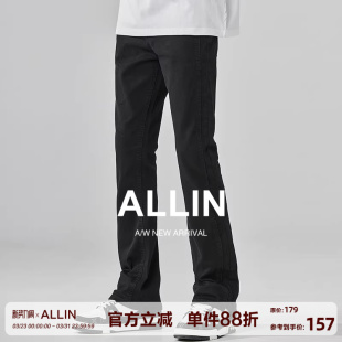 男士 修身 显瘦长裤 ALLIN 高街黑色直筒休闲裤 微喇牛仔裤 美式 子 窄版
