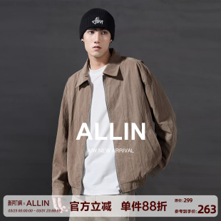 ALLIN cleanfit简约百搭轻薄翻领外套 天丝混纺肌理感夹克男美式