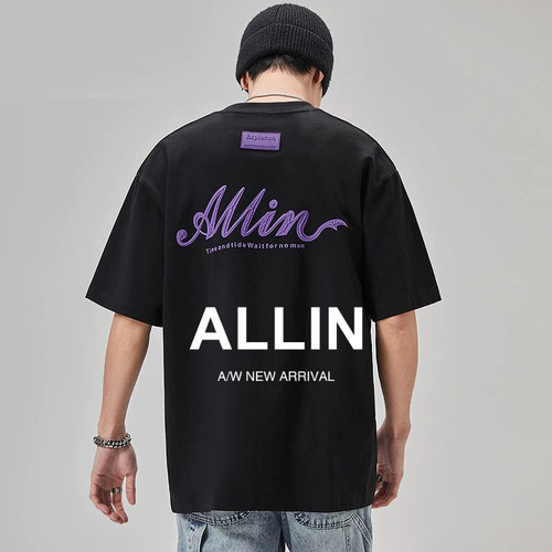ALLIN品牌LOGO印花纯棉短袖t恤