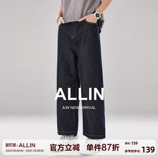 水洗宽松直筒休闲九分裤 ALLIN 高街薄款 男夏季 子 莱赛尔原色牛仔裤