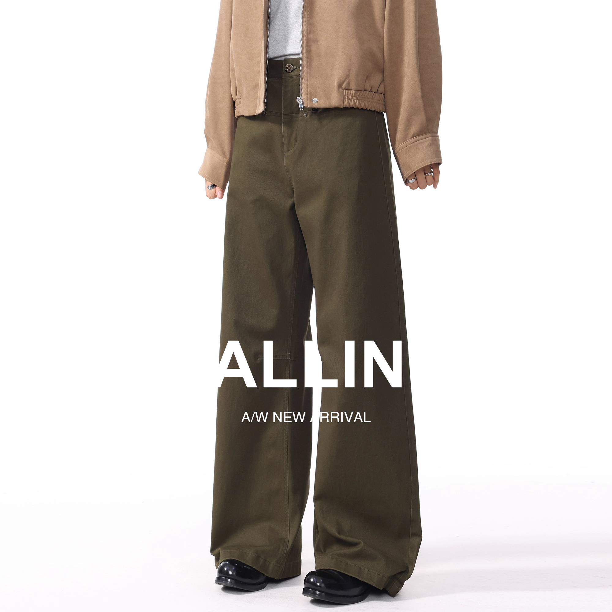 ALLIN 弯刀裤子男2025秋季穿搭宽松慵懒风潮流百搭直筒阔腿休闲裤