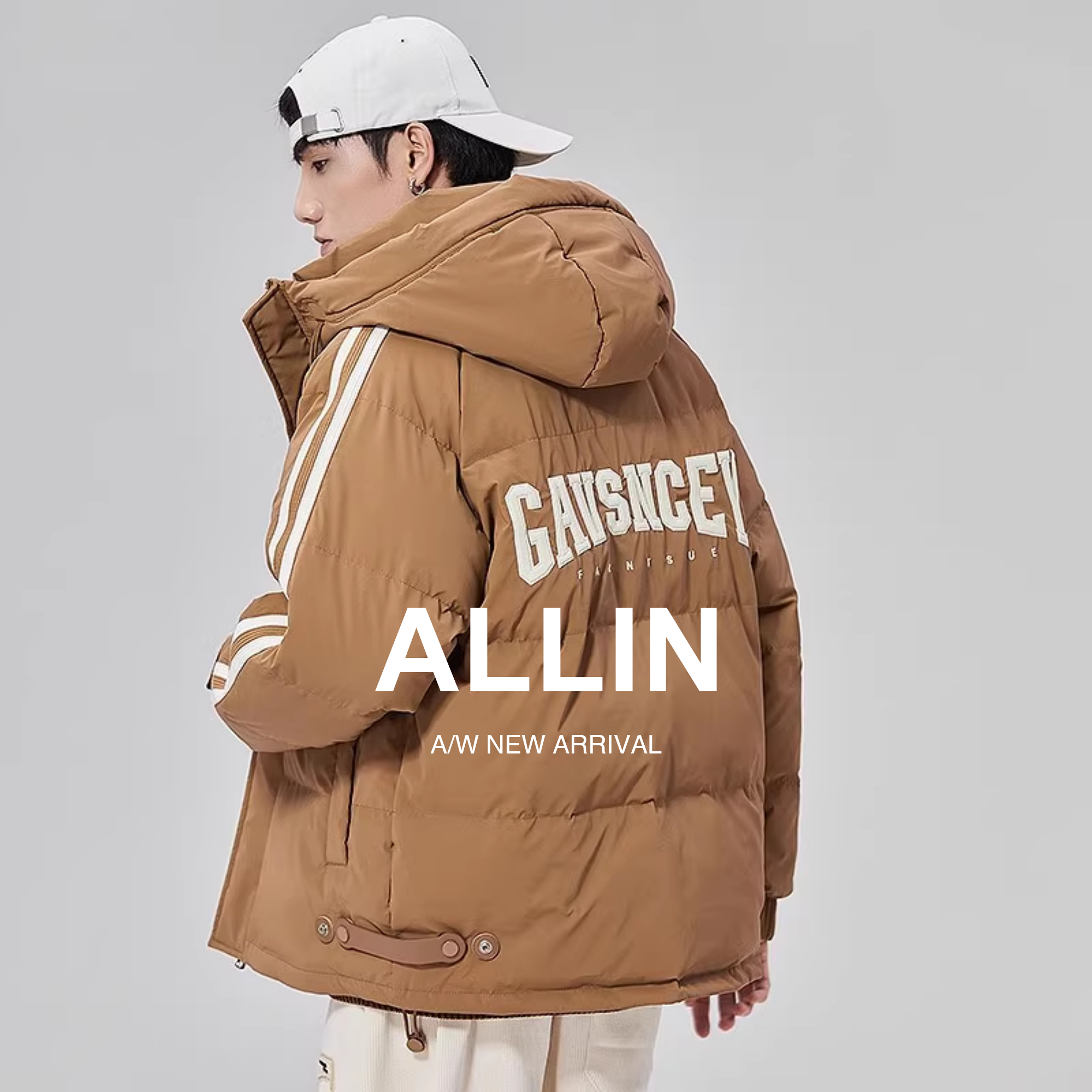 ALLIN潮牌连帽加厚保暖羽绒服