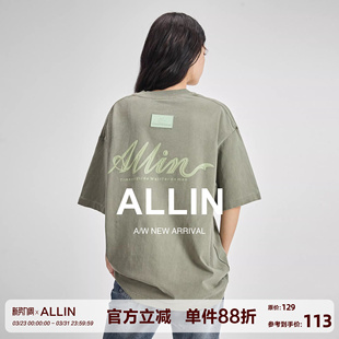 纯棉重磅短袖 字母印花五分袖 t恤男女同款 新款 上衣 2026夏季 ALLIN