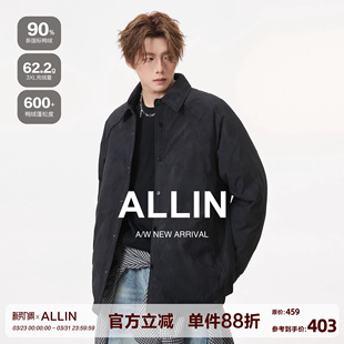 羽绒服男冬季 式 保暖翻领夹克防寒休闲情侣外套 轻薄鸭绒衬衫 ALLIN