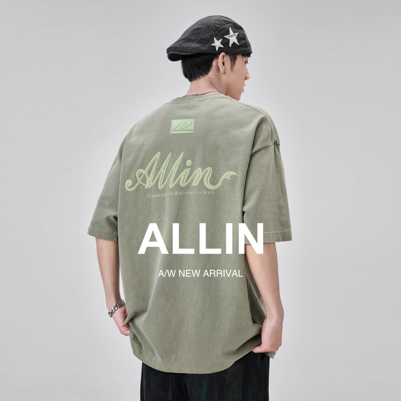 ALLIN品牌LOGO印花纯棉短袖T恤