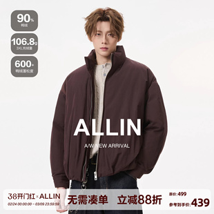 ALLIN 立领羽绒服男冬季百搭休闲鸭绒保暖外套情侣短款羽绒衣夹克
