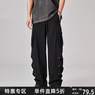 裤 工装 男春秋美式 垂感宽松直筒阔腿裤 子 ALLIN 休闲黑色拖地裤 美式