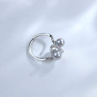 7mm海水真多麻珍珠S双珠戒指 S925银6