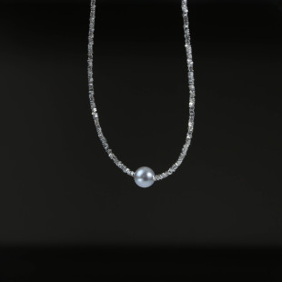 9mmS925银海水akoya真多麻碎银子项链