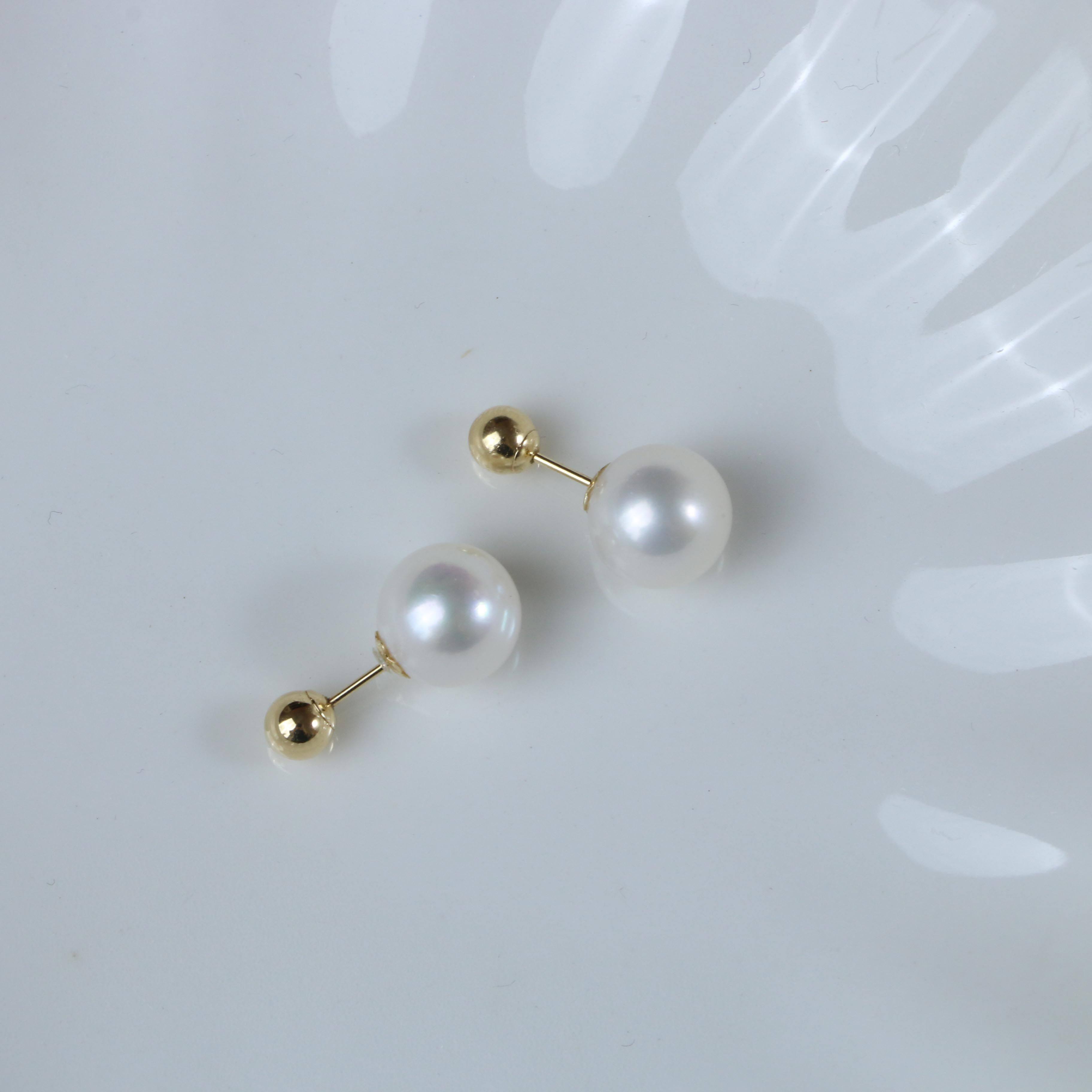 【仙仙专属】18k金8-9mm正圆极光淡水无核珍珠耳钉（两戴款）R250,珠宝/钻石/翡翠,耳饰,淘宝优惠券,粉丝福利购,淘宝优惠卷