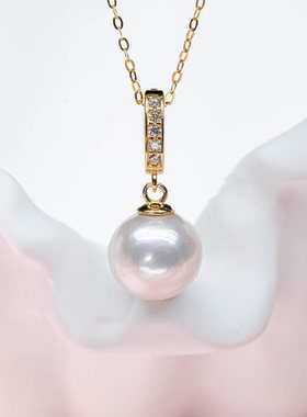 【仙仙专属】9-10mmS925银正圆极光淡水珍珠吊坠（万能扣）X522