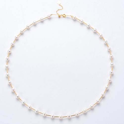 通体18k金4-5mm极光正圆无瑕满天星珍珠项链X333