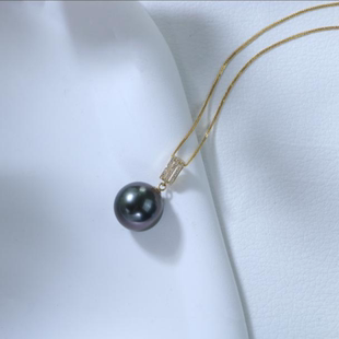 45cm肖邦链 13mm大溪地吊坠 海水珍珠18K金12