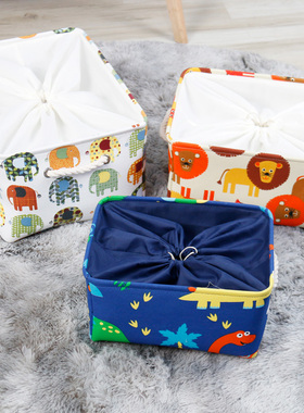 抖音同款卡通儿童玩具收纳箱水洗防尘帆布艺神器整理篮宝宝储物盒