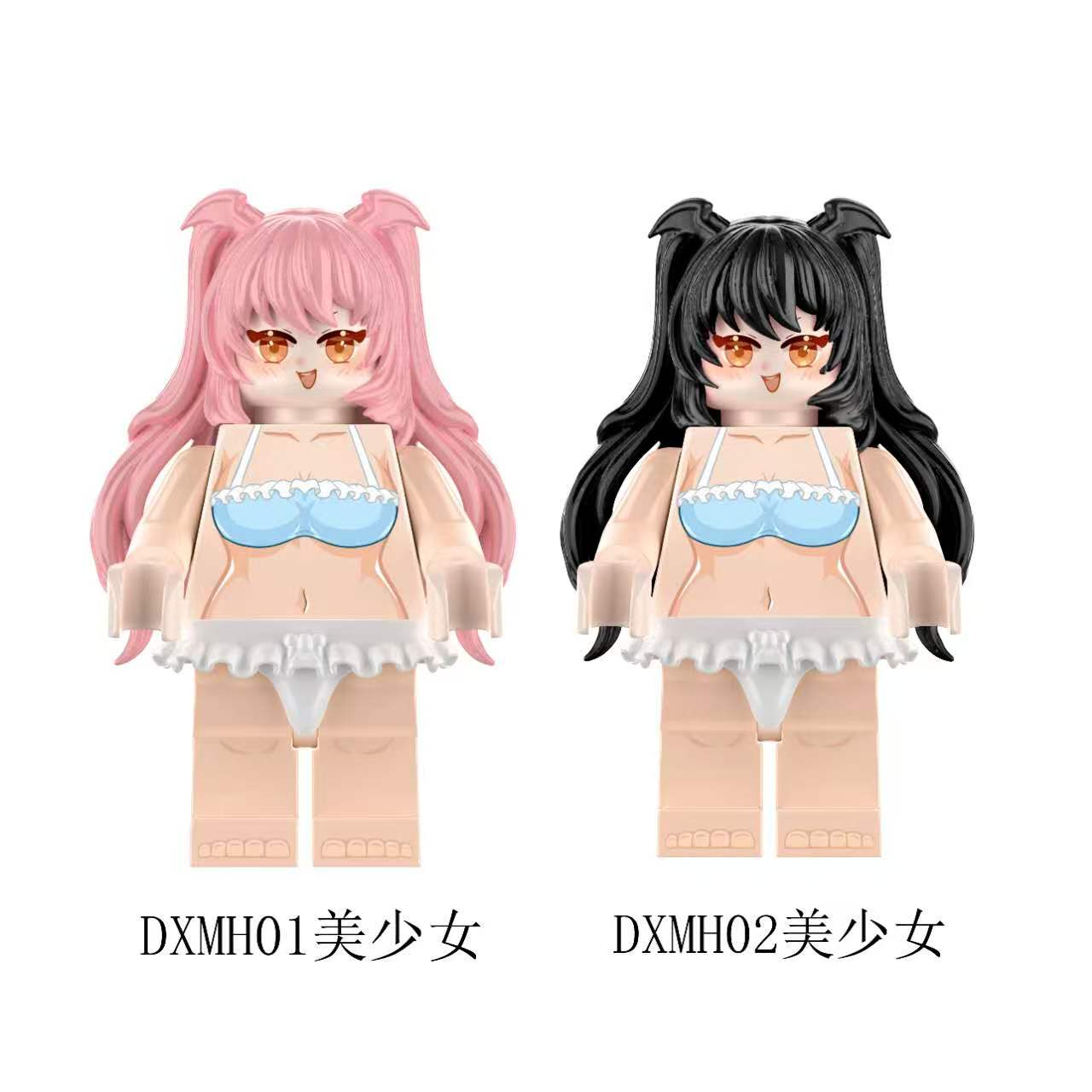 动漫美少女二次元拼装积木摆件人