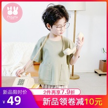 男童夏款儿童男夏男宝纯棉短袖睡衣1