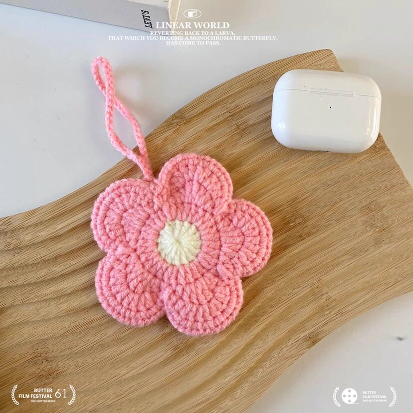 凡织社手工diy编织小花耳机包