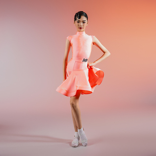 MR DANCE新款M017 无袖拉丁舞服高领比赛服装舞蹈演出标准规定服