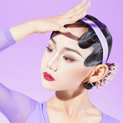 FZS DANCE 拉丁舞舞头饰舞蹈配件头花发带 粉色紫色