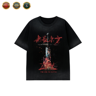 IPL力量举无畏东方联名利剑锟铻之剑水洗做旧短袖复古纯棉宽松