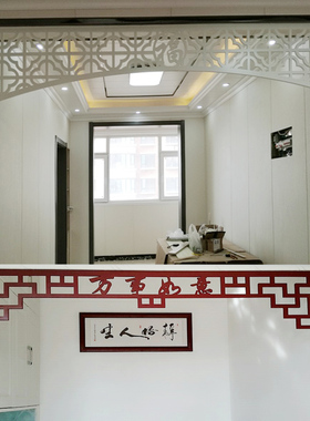 中式门楣挂落镂空雕花板PVC花格垭口装饰角花过道门楣上方装饰板