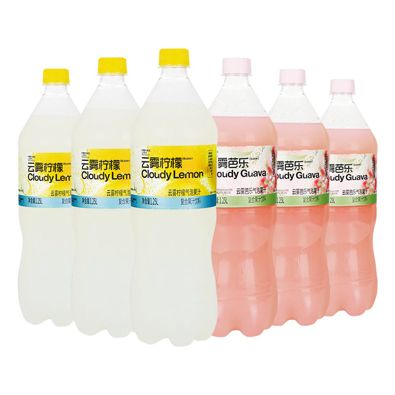 柠檬共和国云雾芭乐/柠檬气泡果汁1.25L*6瓶整箱果味汽水碳酸饮料