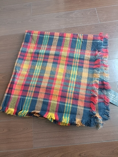 超大洋气格子圣诞亮色彩色毛边围巾仿羊绒披肩百搭时尚围脖学生女