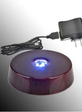 七彩木质水晶球琉璃插电发光底座