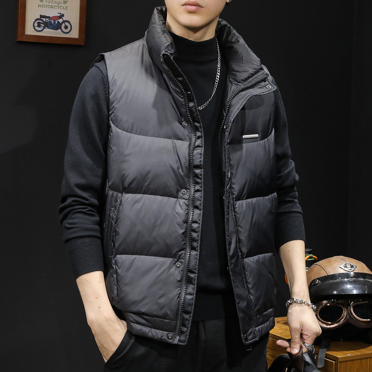 羽绒服男马甲男款2025新款轻薄保暖冬季90鸭绒男士外套秋冬大码潮,男装,羽绒马甲,淘宝优惠券,粉丝福利购,淘宝优惠卷