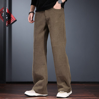 灯芯绒休闲裤男直筒裤美式微喇裤